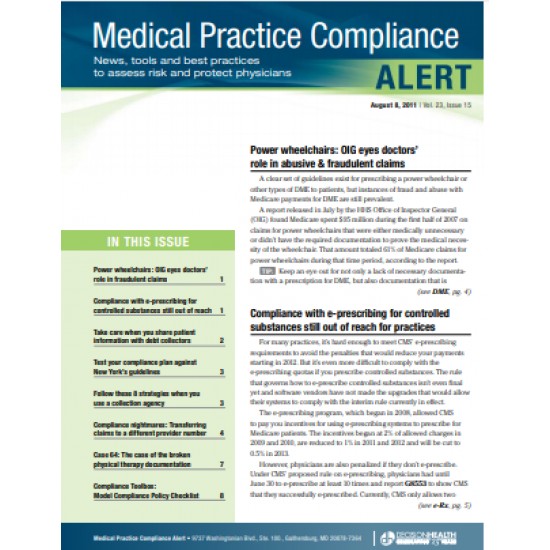 Medical Practice Compliance Alert