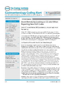Gastroenterology Coding Alert Gastroenterology Coding Alert