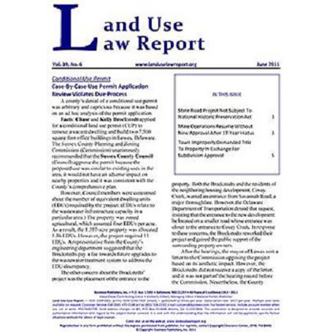 Land Use Law Report Magazine Subscriber Services