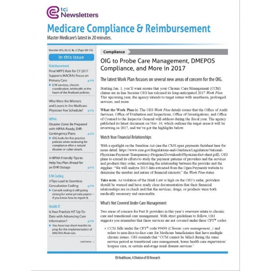 Medicare Compliance & Reimbursement