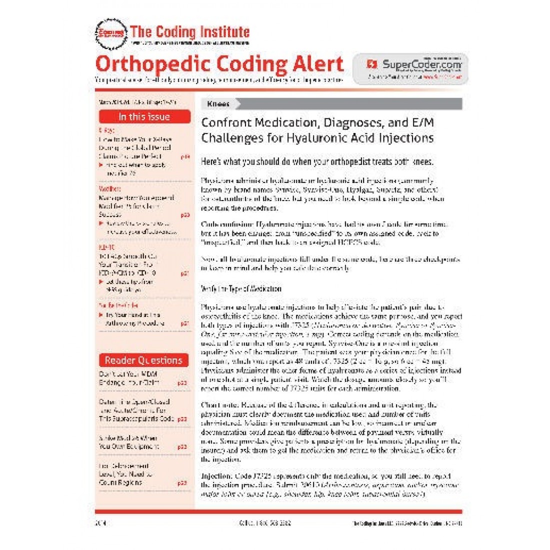 Orthopedic Coding Alert Magazine Subscriber Services