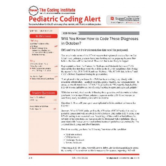 Pediatric Coding Alert