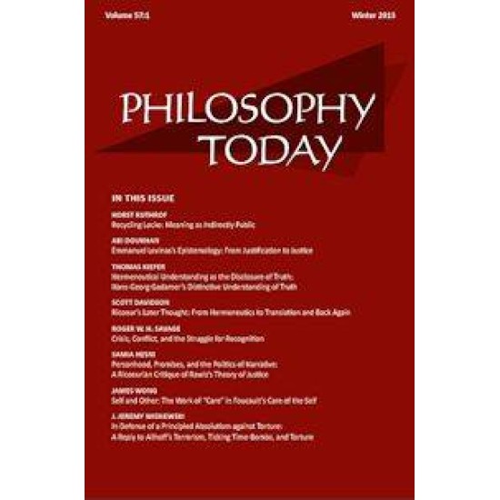 Philosophy Today Philosophy Today