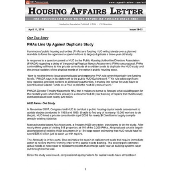 Housing Affairs Letter